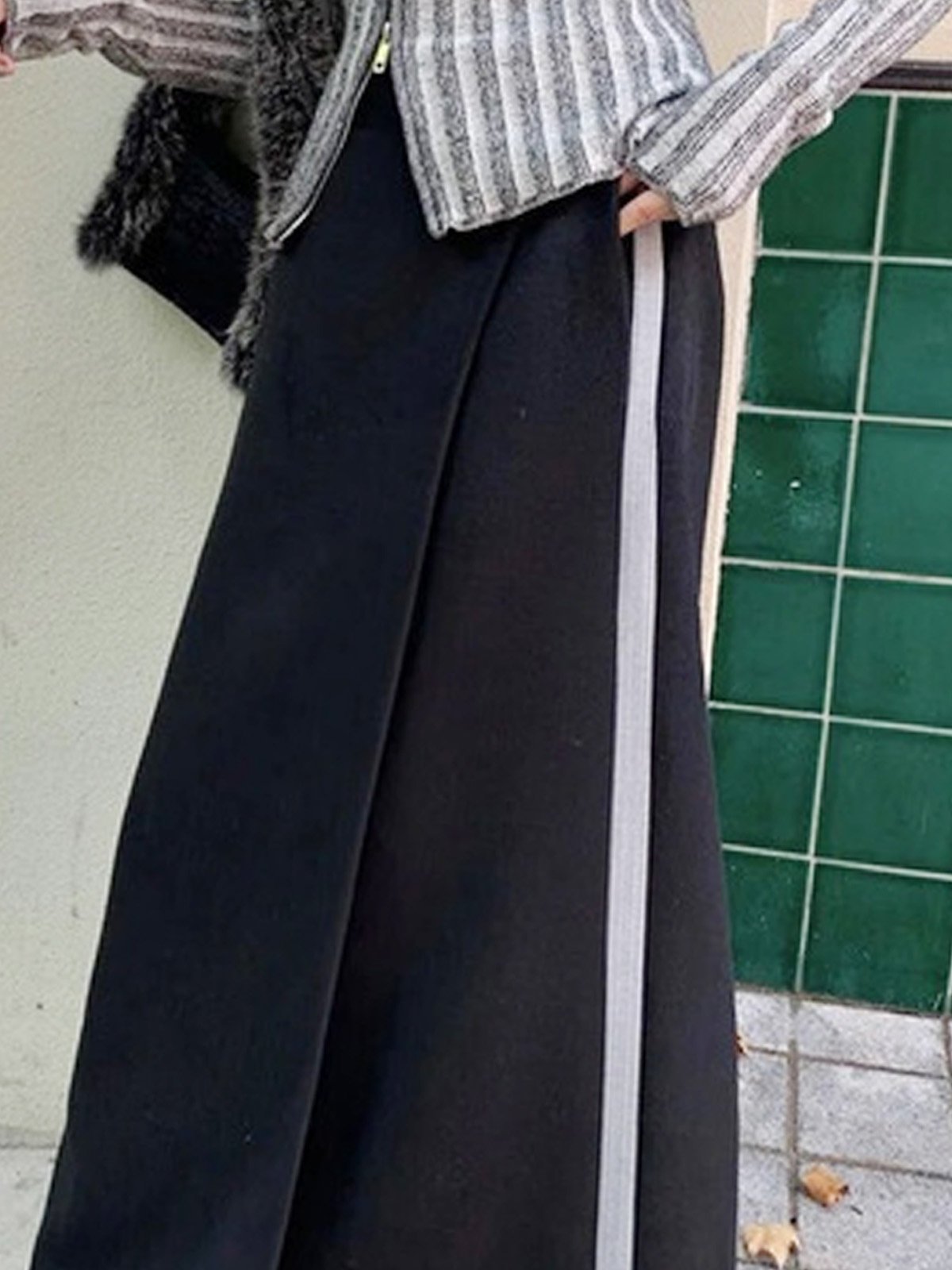 Plain Split Joint Urban Loose Skirt