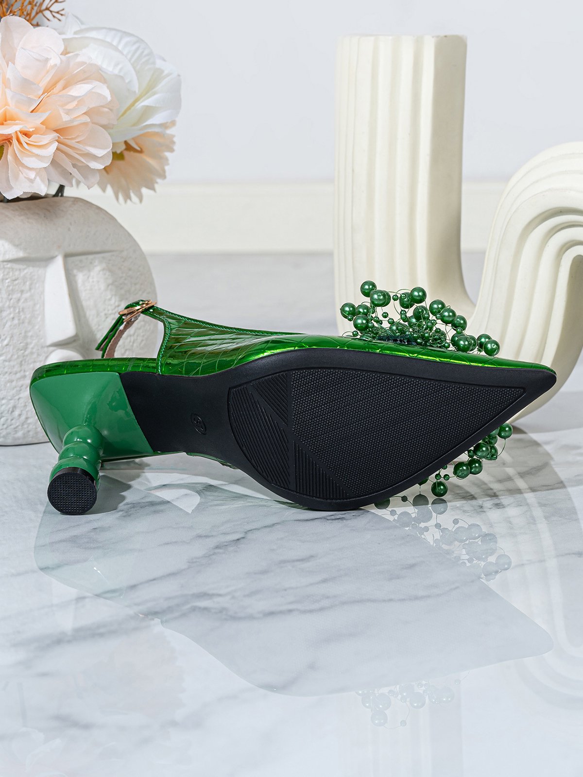 Elegant Plain Chunky Heel Flat