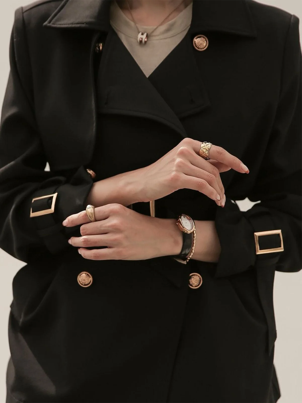 Urban Plain Lapel Collar Trench Coat With Belt