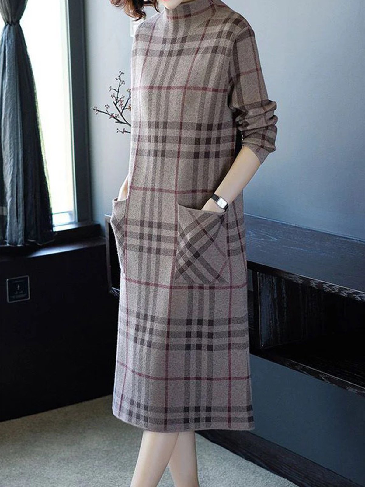 Casual Long Sleeve Loose Sweater Dress