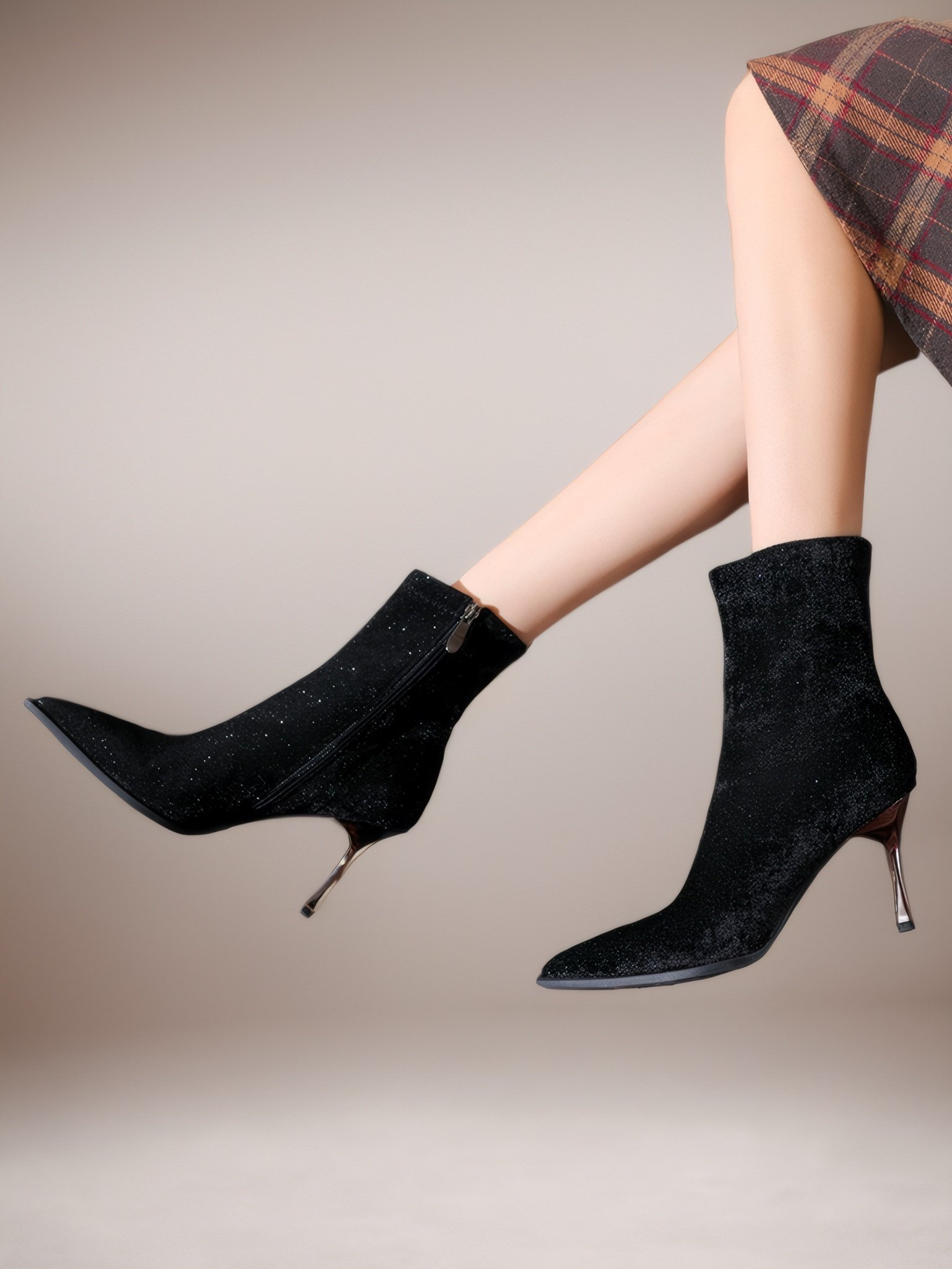 Glitter Plain Urban Velvet Fashion Boots