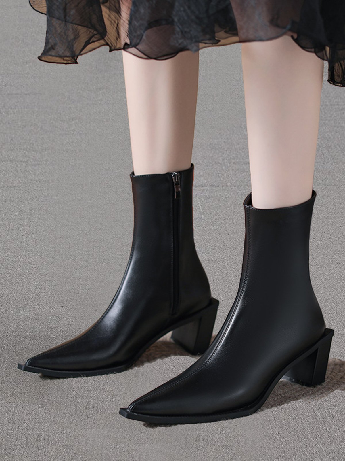 Plain Leather Autumn Urban Fashion Boots