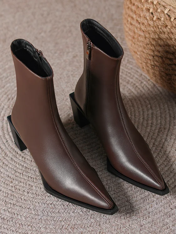 Plain Leather Autumn Urban Fashion Boots