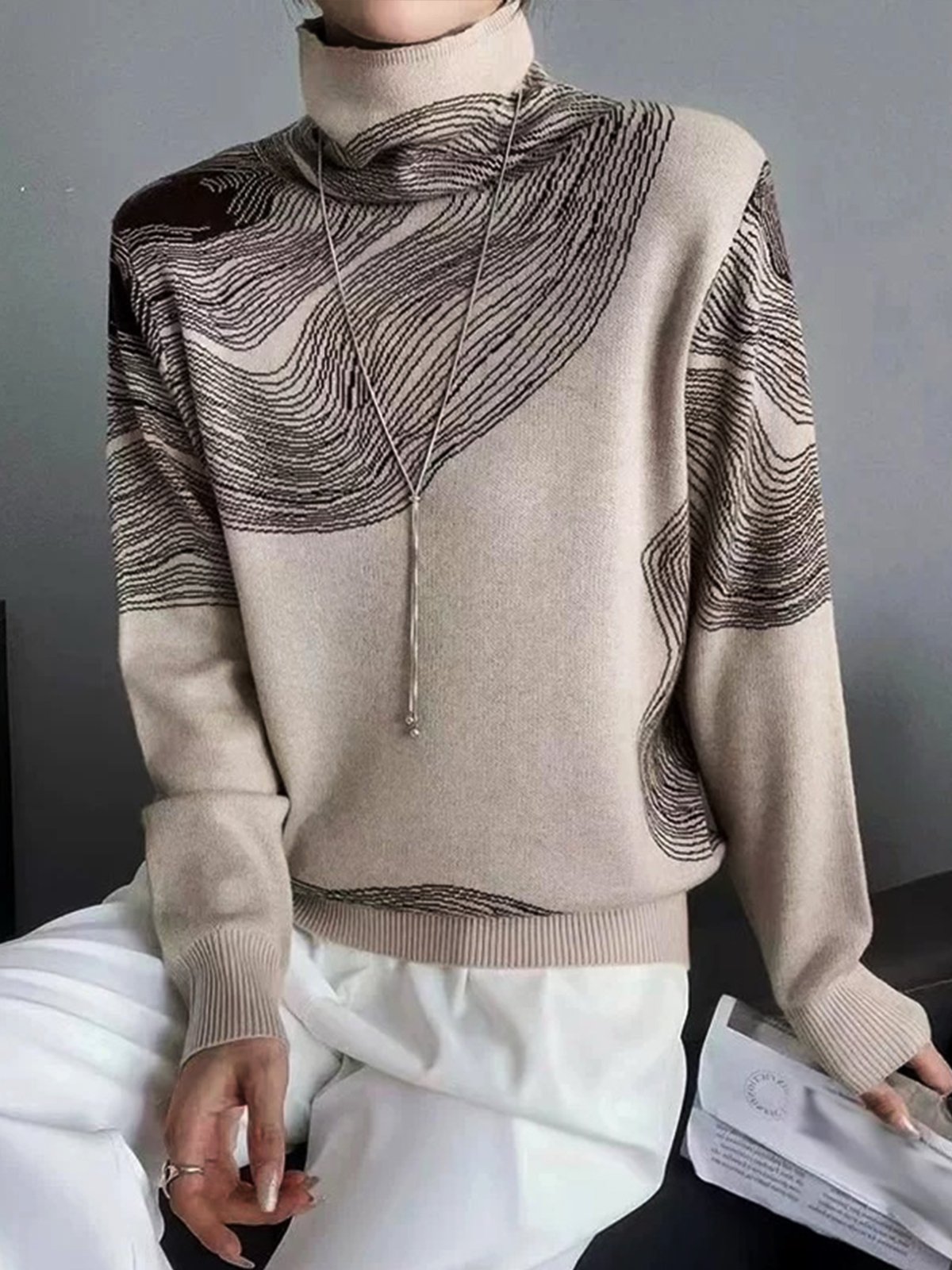 Regular Sleeve Casual Turtleneck Loose Sweater