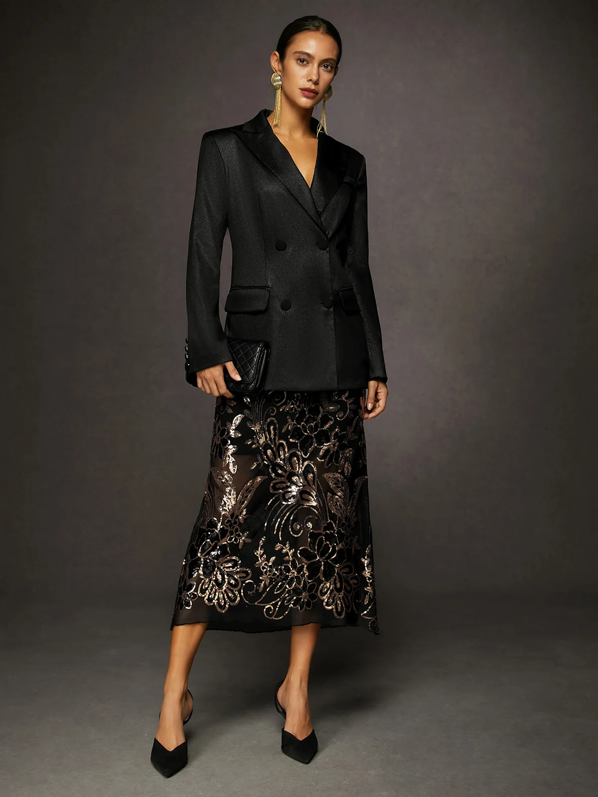 Urban Sequin Sheer Straight Skirt