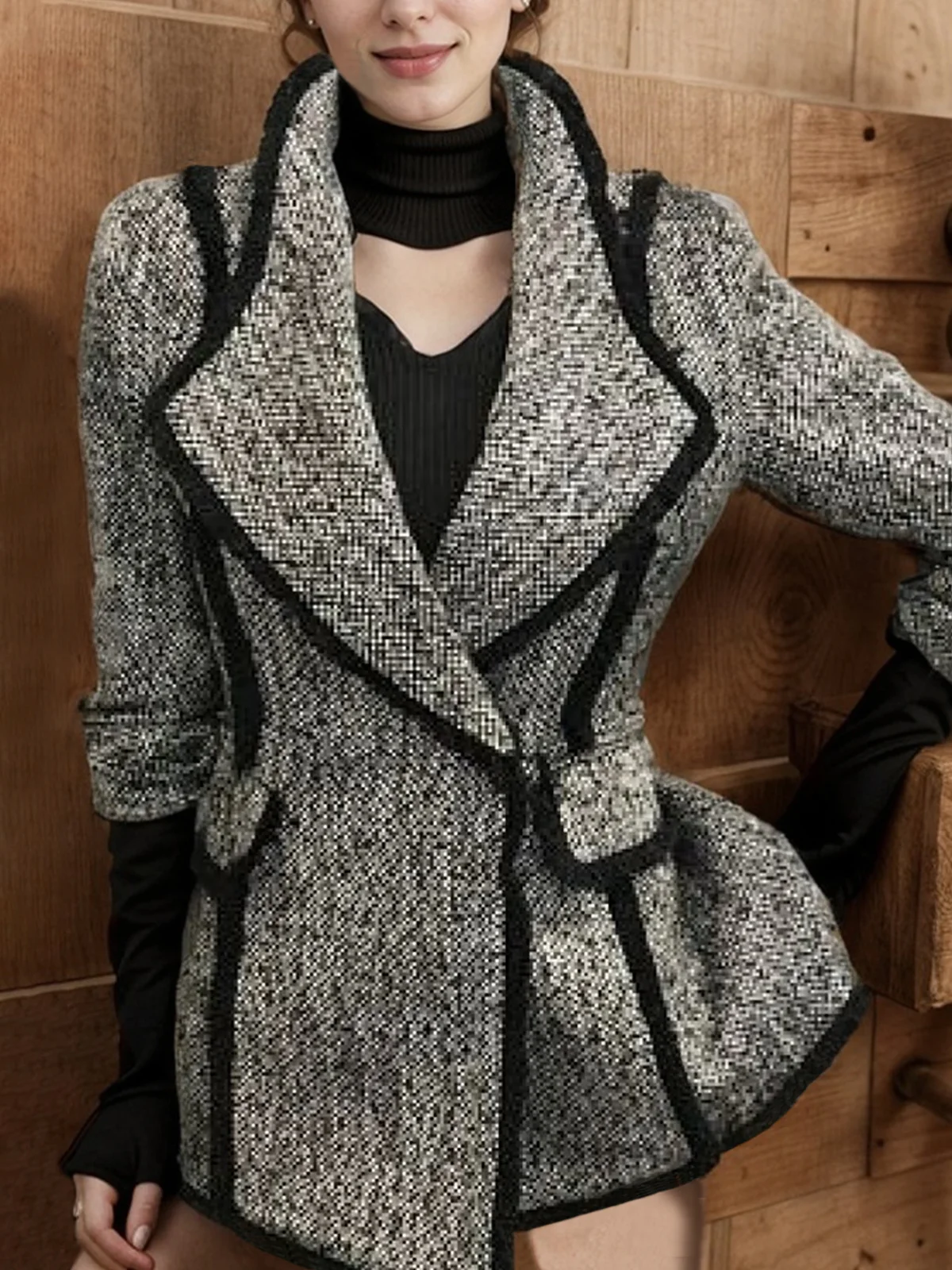 Long Sleeve Elegant Color Block Regular Fit Jacket