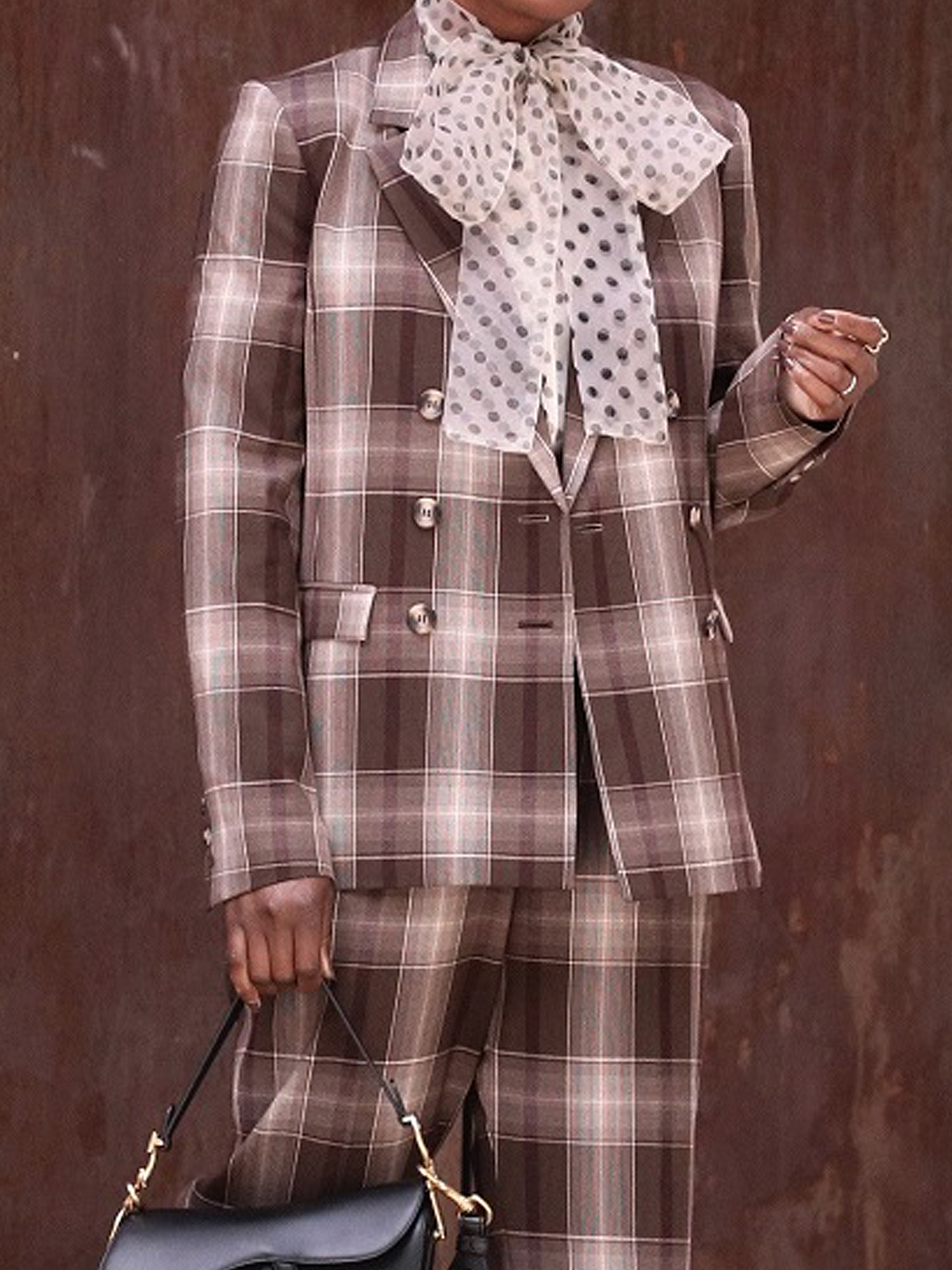 Plaid Urban Regular Sleeve Loose Lapel Collar Long Sleeve Blazer