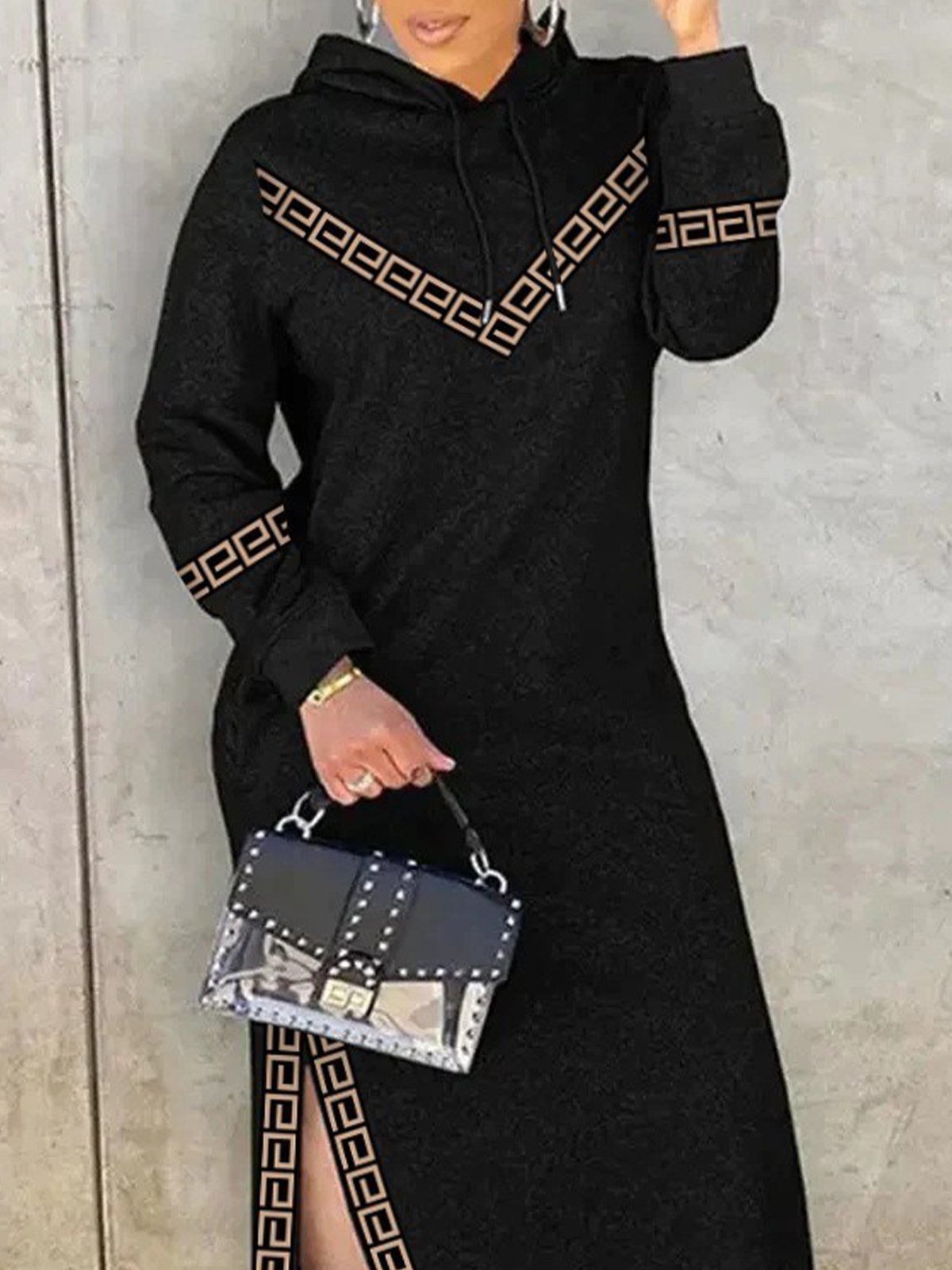 Regular Sleeve Casual Loose Hoodie Dress