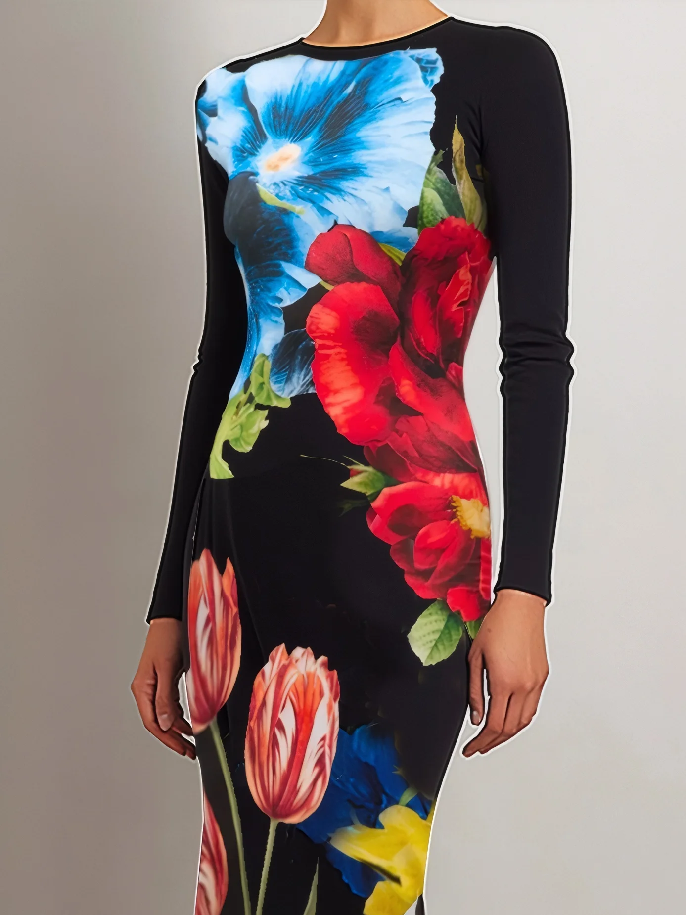 Regular Sleeve Tight Elegant Floral Dress