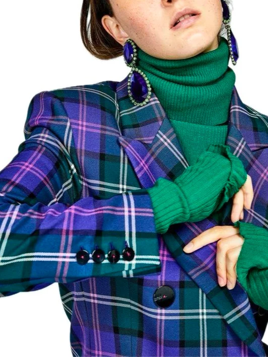 Regular Sleeve Plaid Urban Blazer