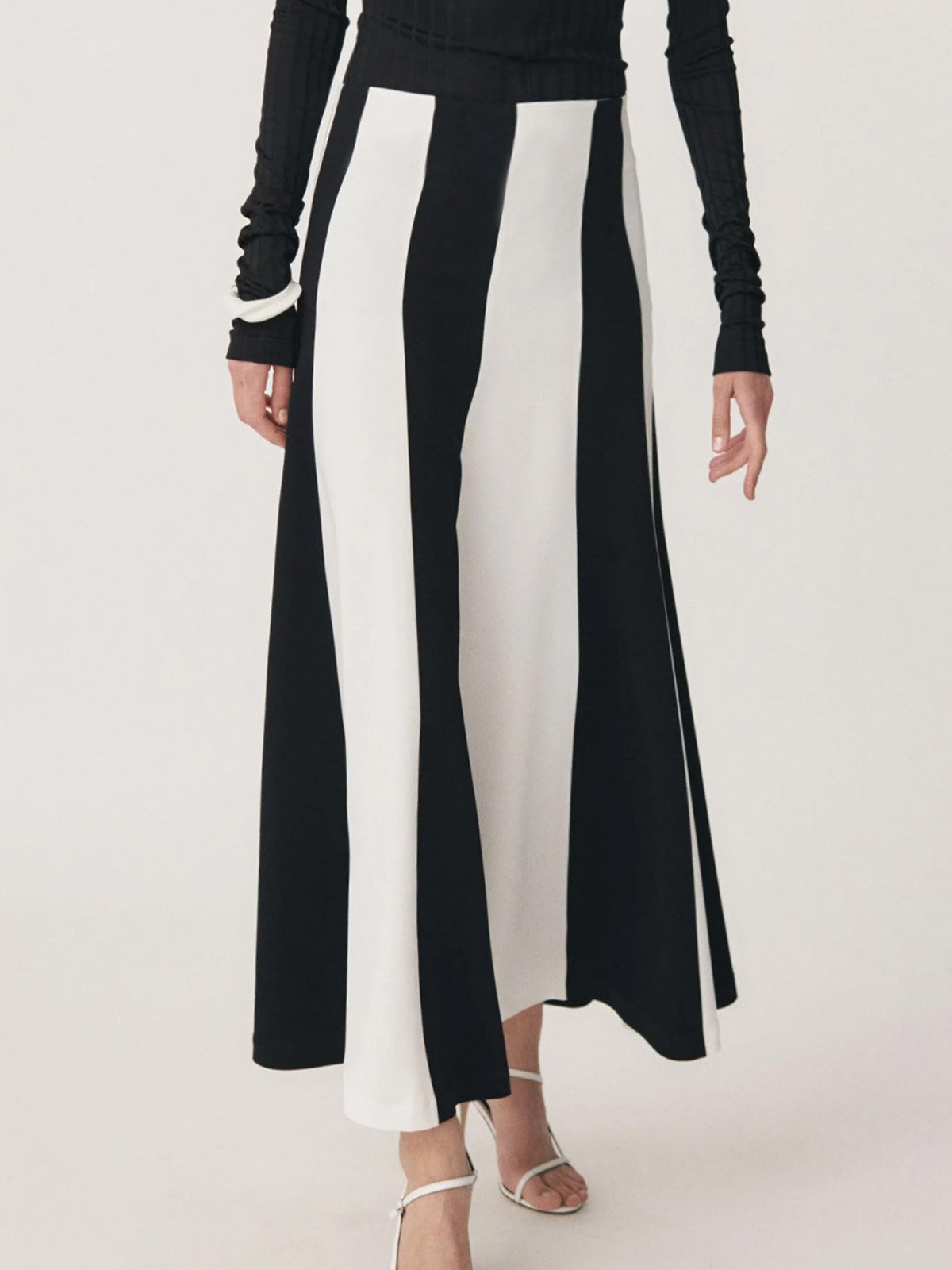 Printing Black And White Colorblock Loose Urban Skirt