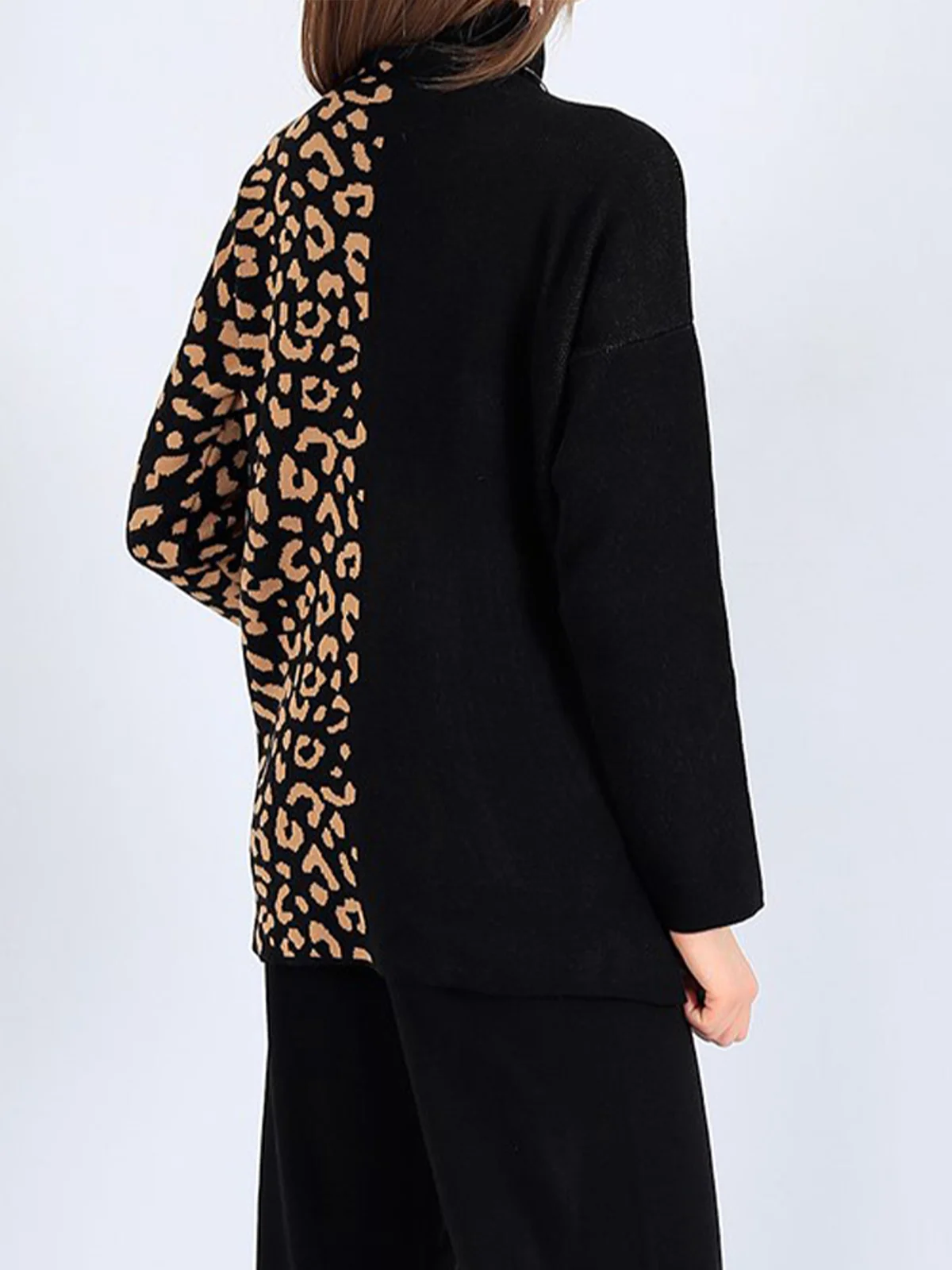 Casual Regular Sleeve Leopard Sweater