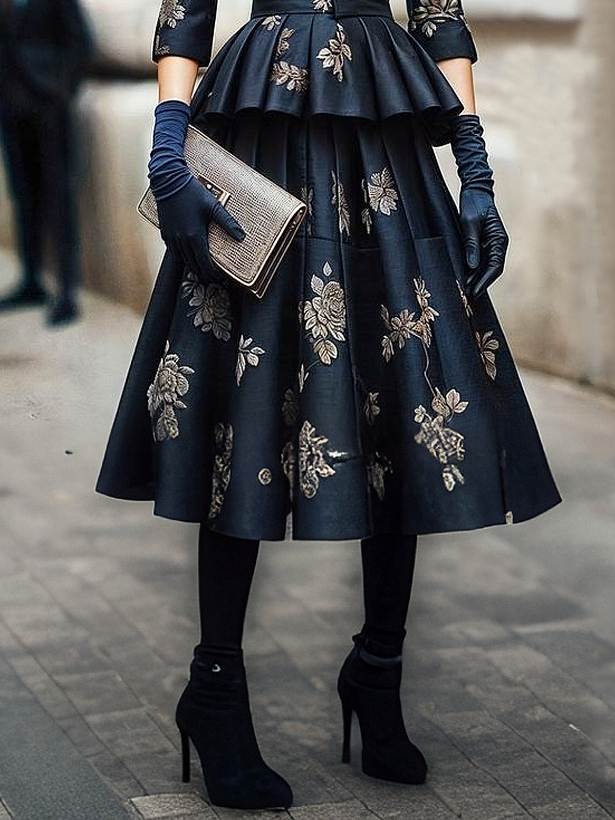 Elegant Floral Loose Midi Skirt