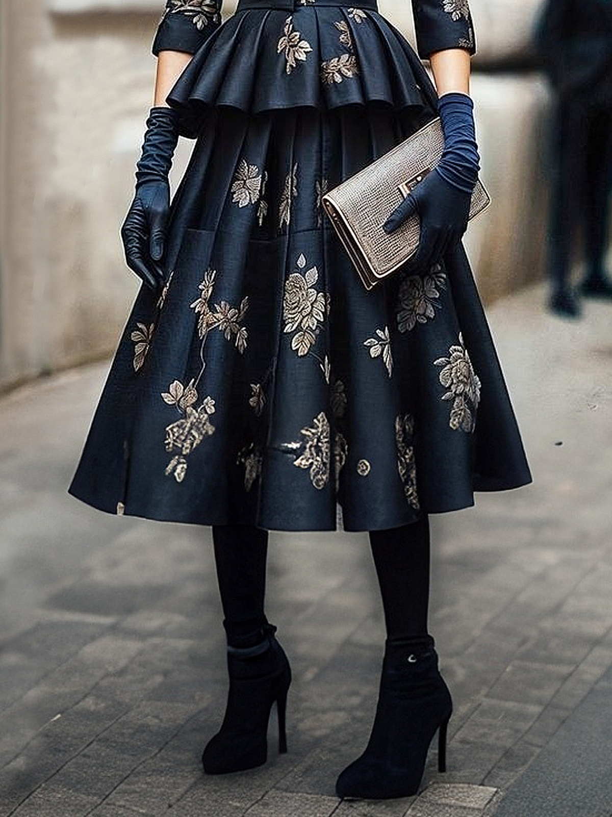 Elegant Floral Loose Midi Skirt