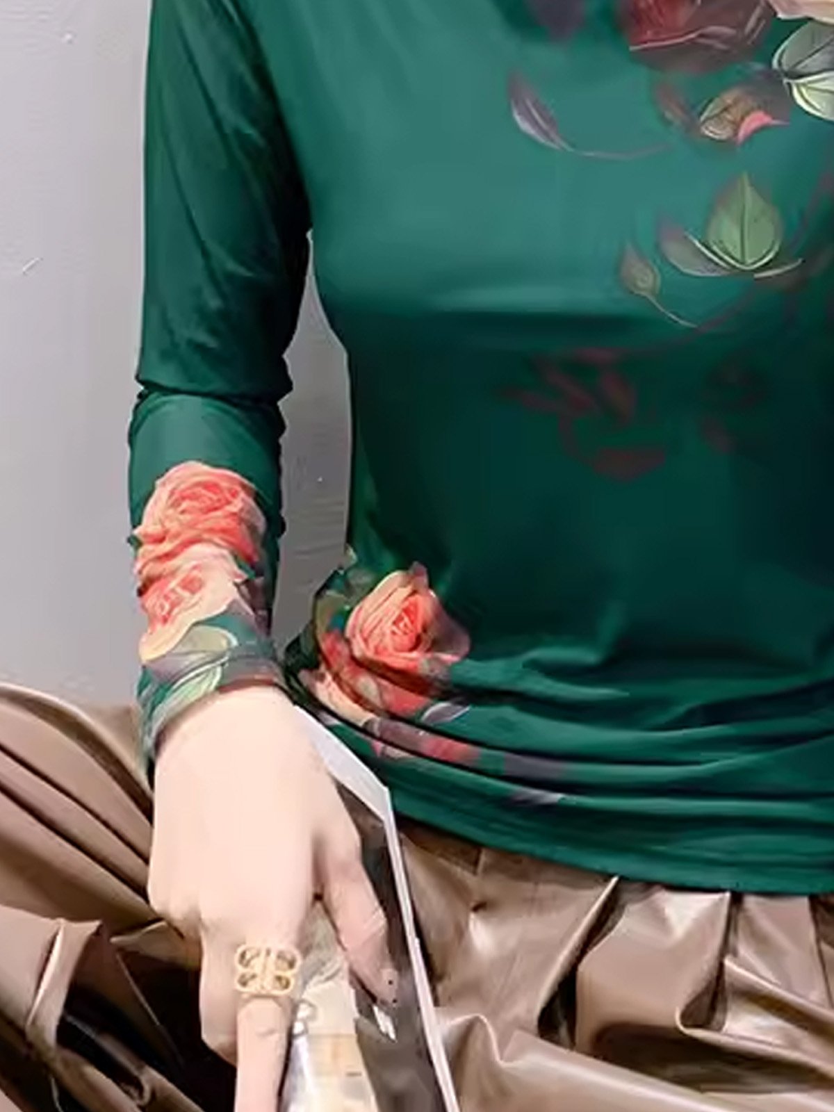 Urban Mock Neck Floral Regular Sleeve T-Shirt