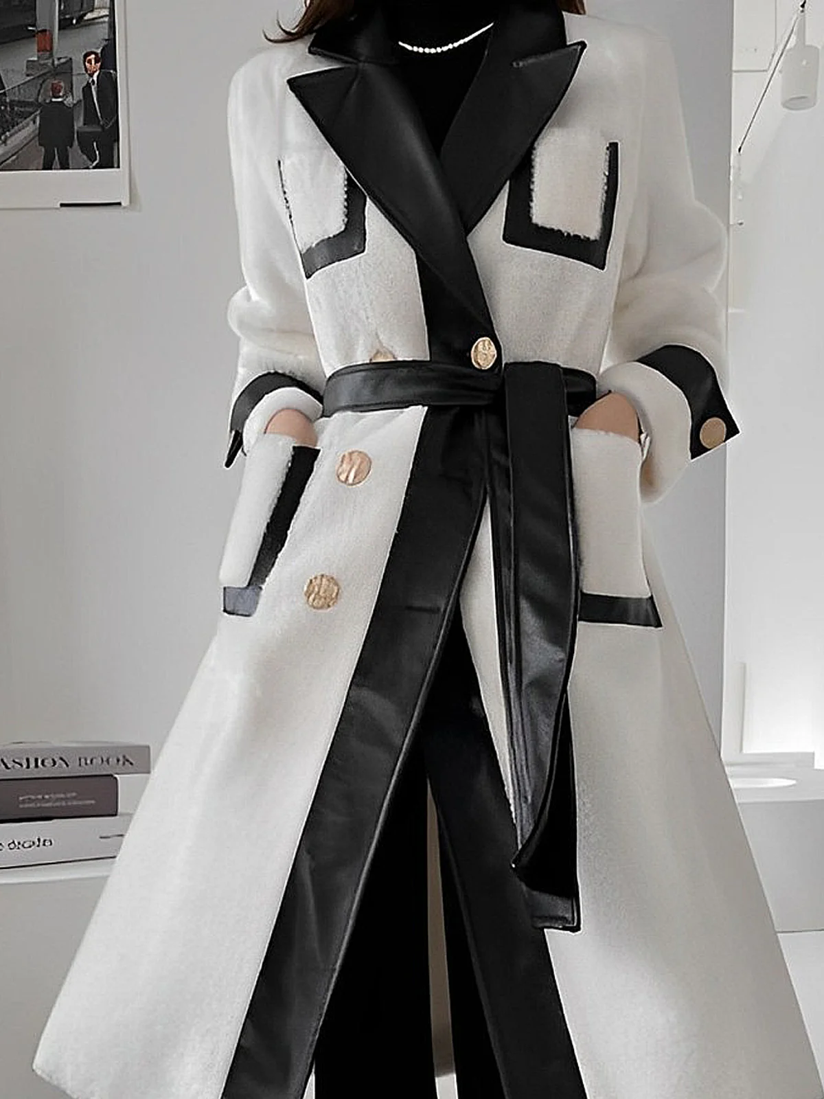 Loose Regular Sleeve Lapel Collar Long Sleeve Elegant Mid-long Coat With Belt