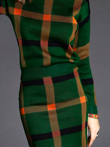 Urban Plaid Tight Sweater Mini Skirt