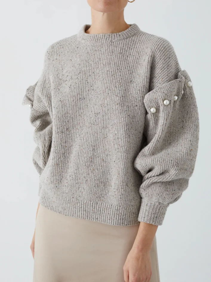 Casual Imitation Pearls Sweater