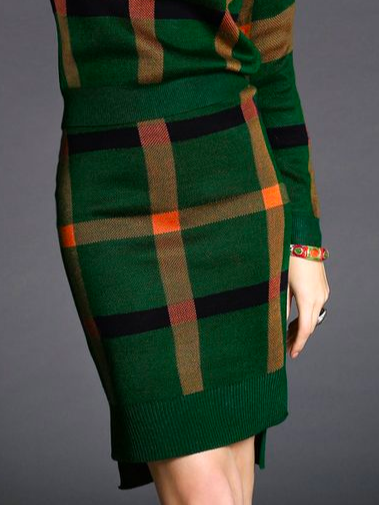 Urban Plaid Tight Sweater Mini Skirt