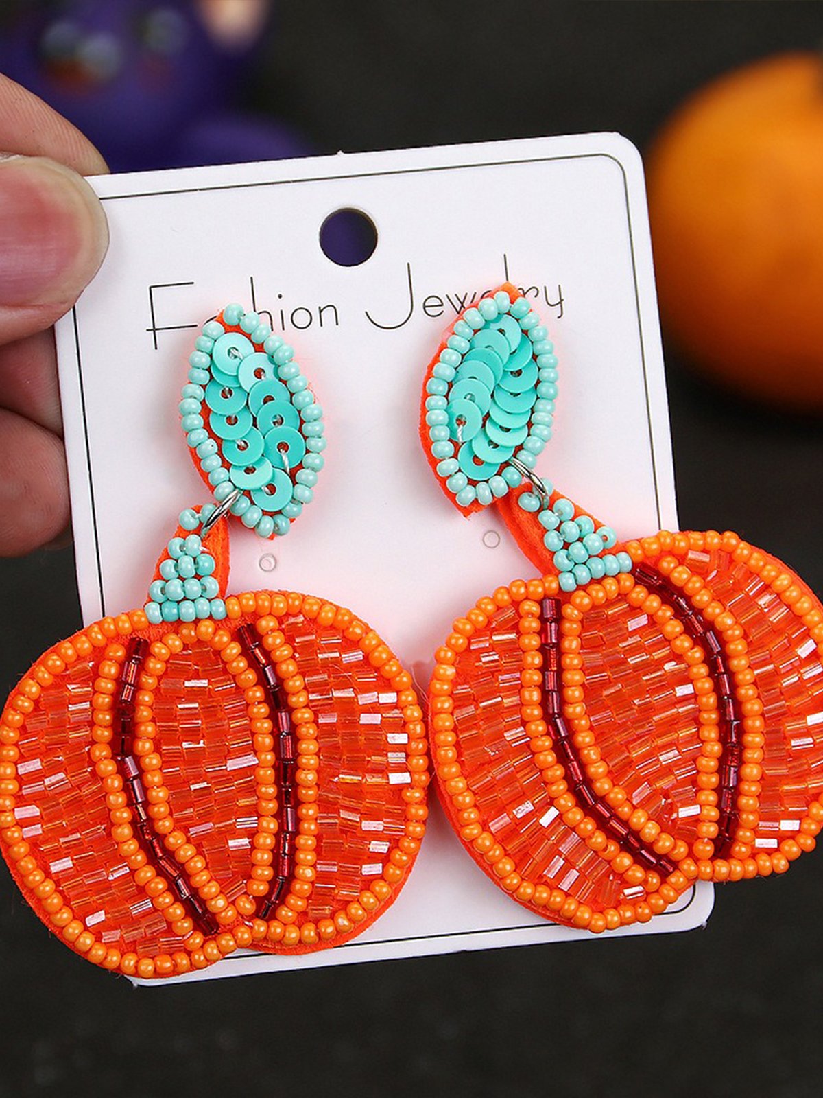 Halloween Urban Pumpkin Pattern Text Letters Dangle