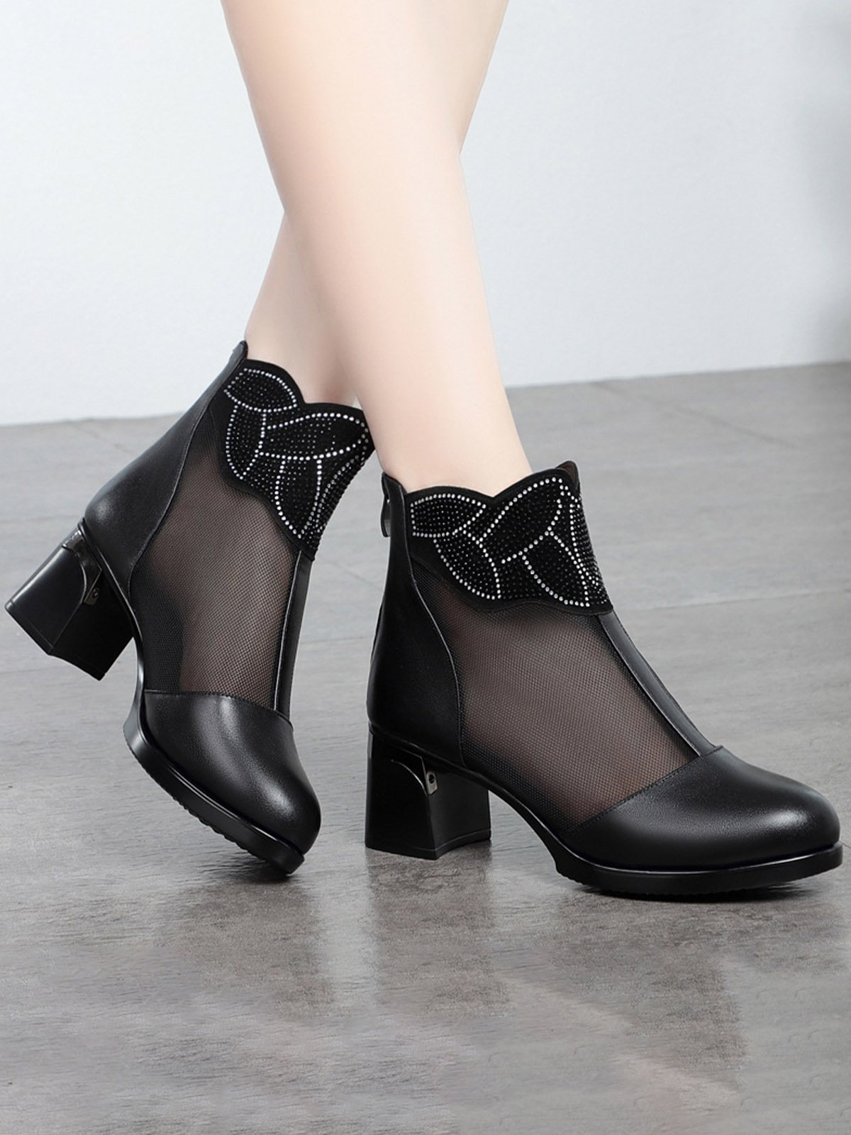 Autumn Plain Pu Chunky Heel Boots