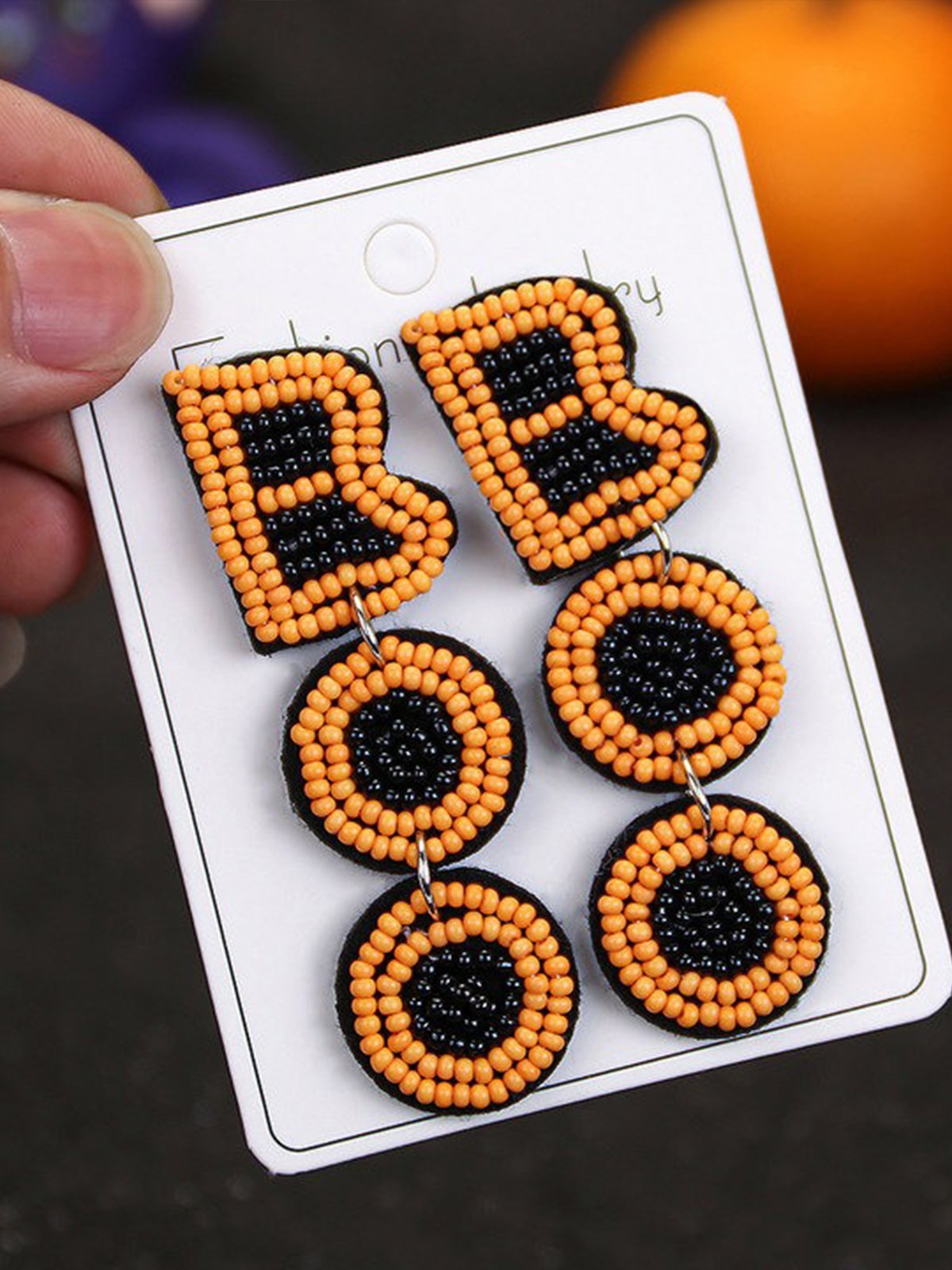 Halloween Urban Pumpkin Pattern Text Letters Dangle