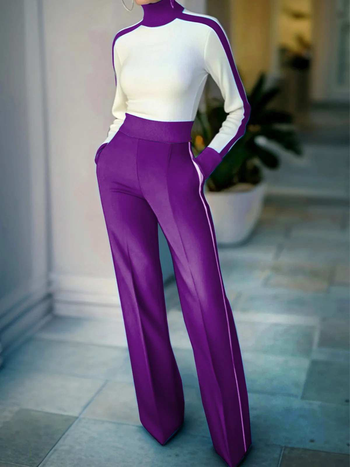 Urban Color Block Straight Pants