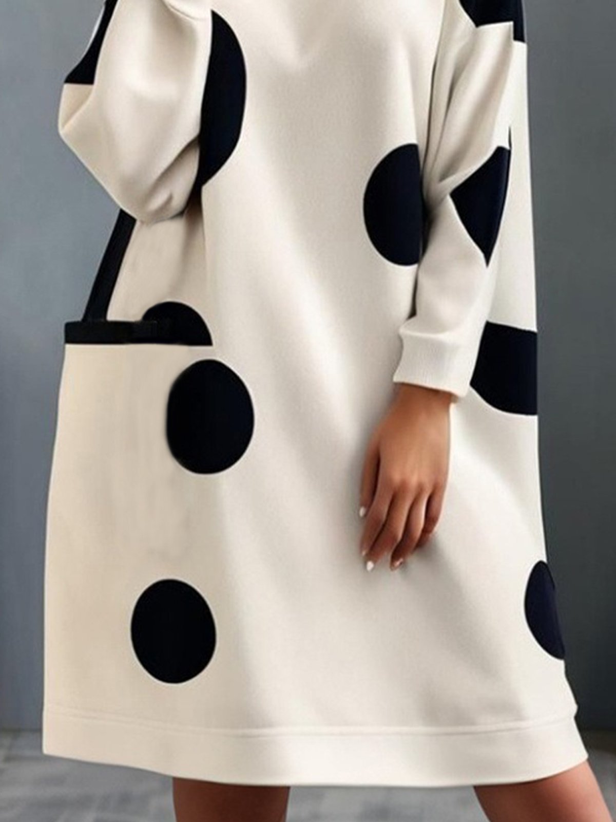 Daily Turtleneck  Polka Dots Loose Dress