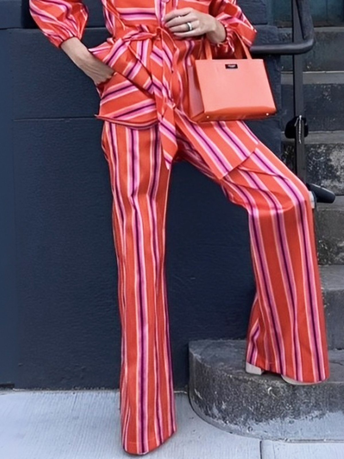 Urban Striped Fashion Straight  Pants