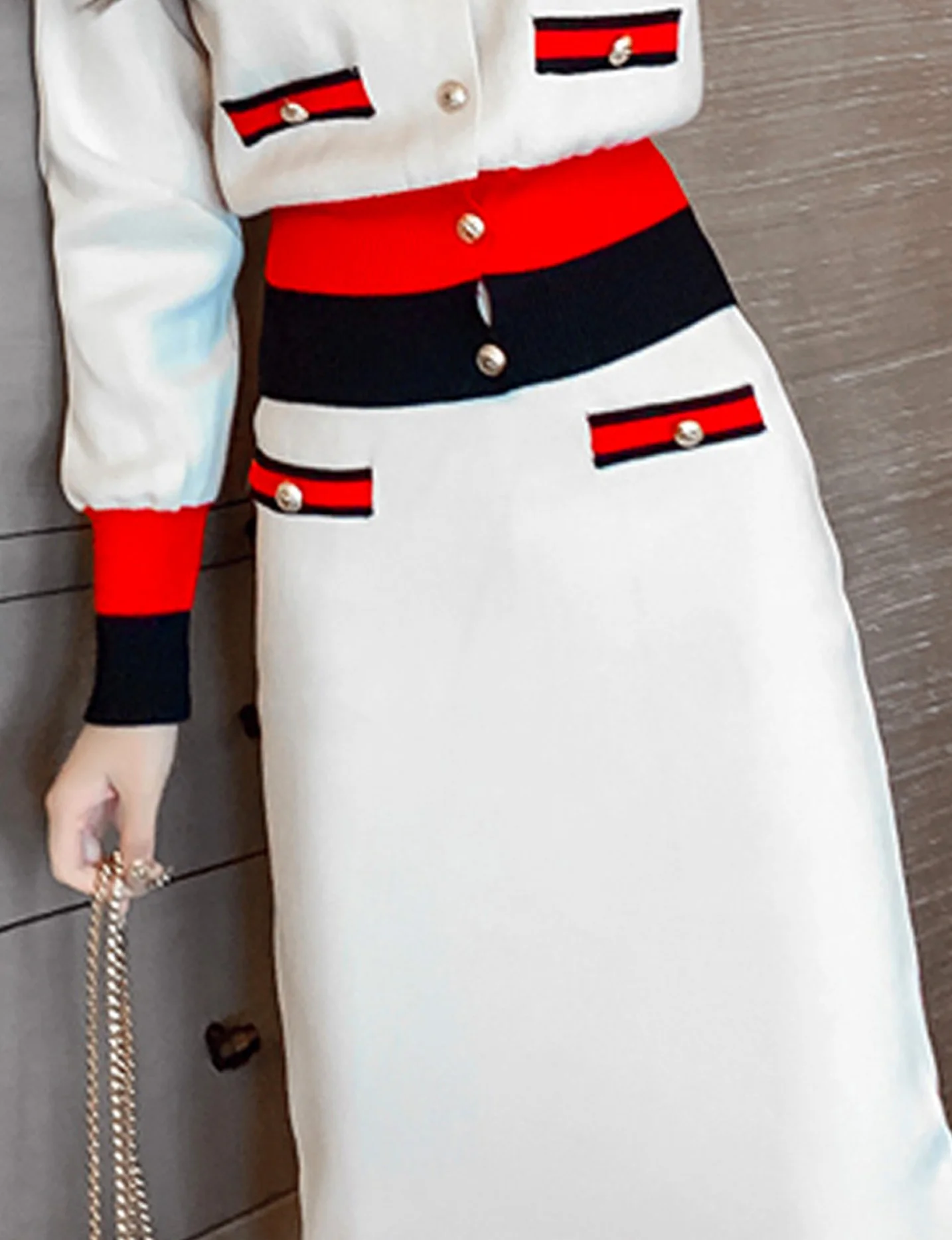 Urban Color Block Regular Fit Skirt Sweater