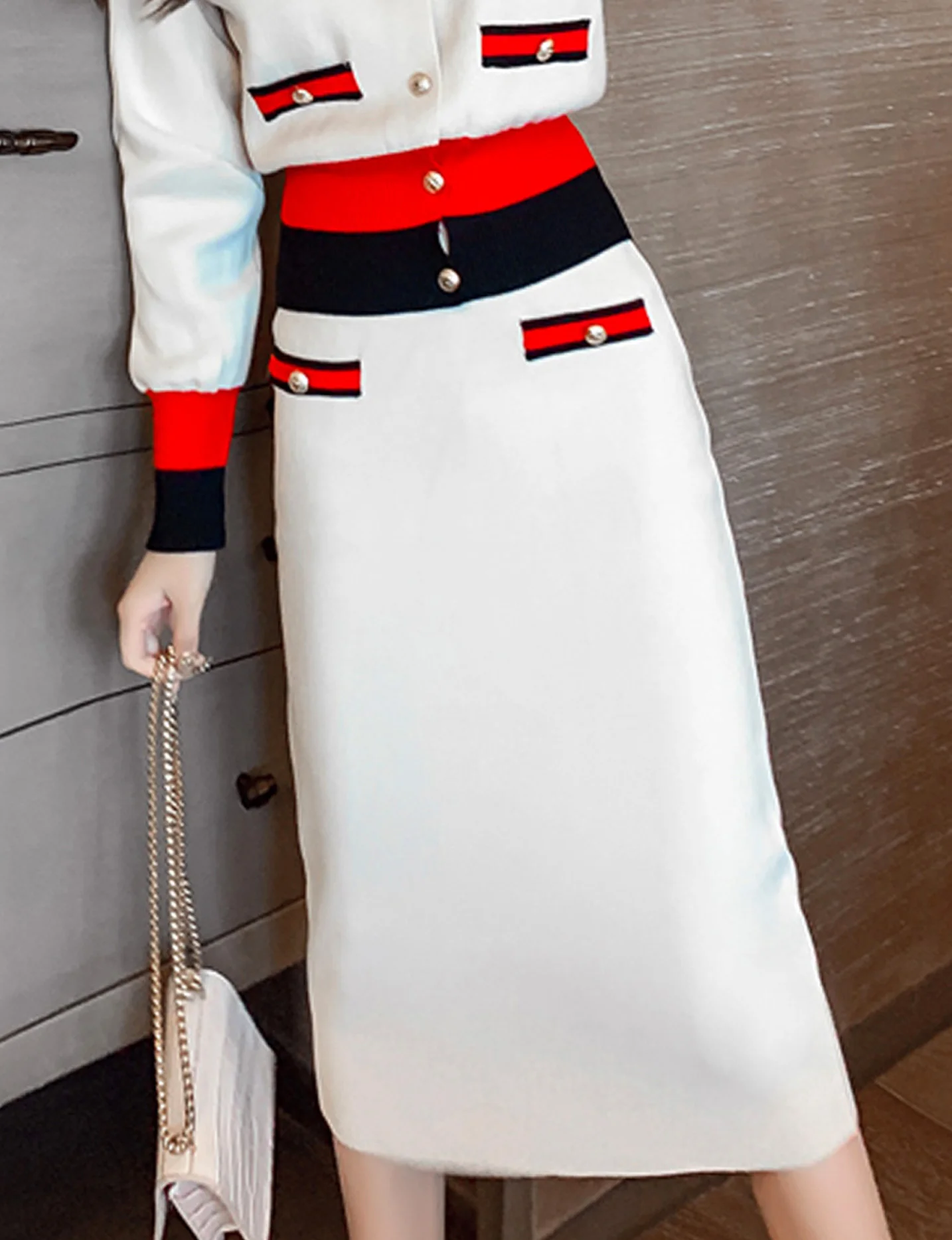 Urban Color Block Regular Fit Skirt Sweater