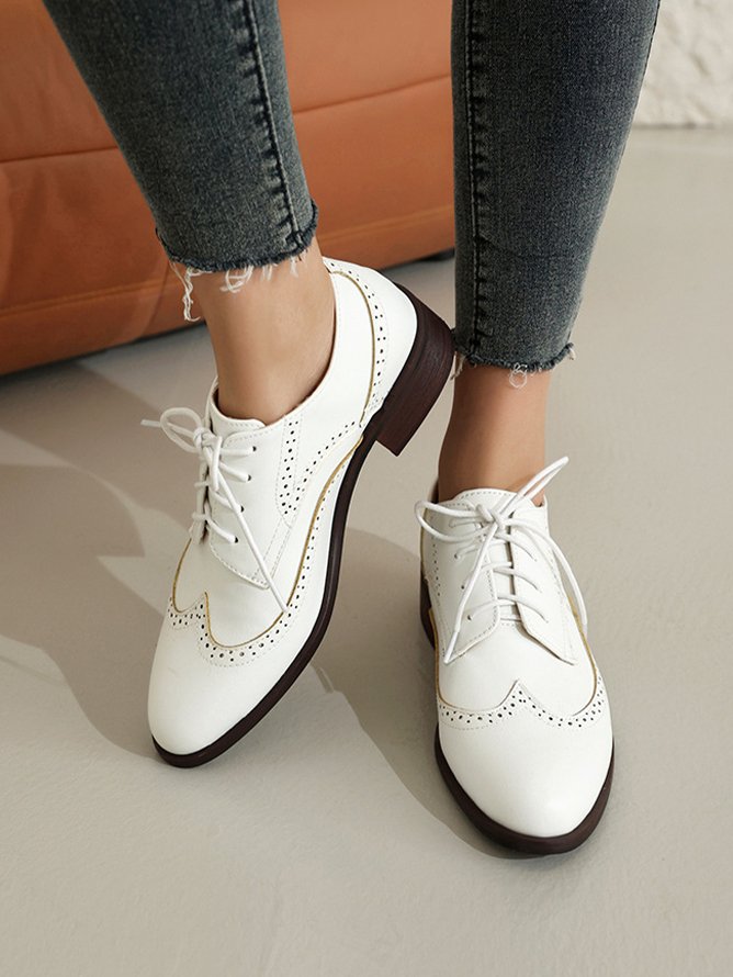 Urban All Season Contrast Stitching Pu Deep Mouth Single Shoe