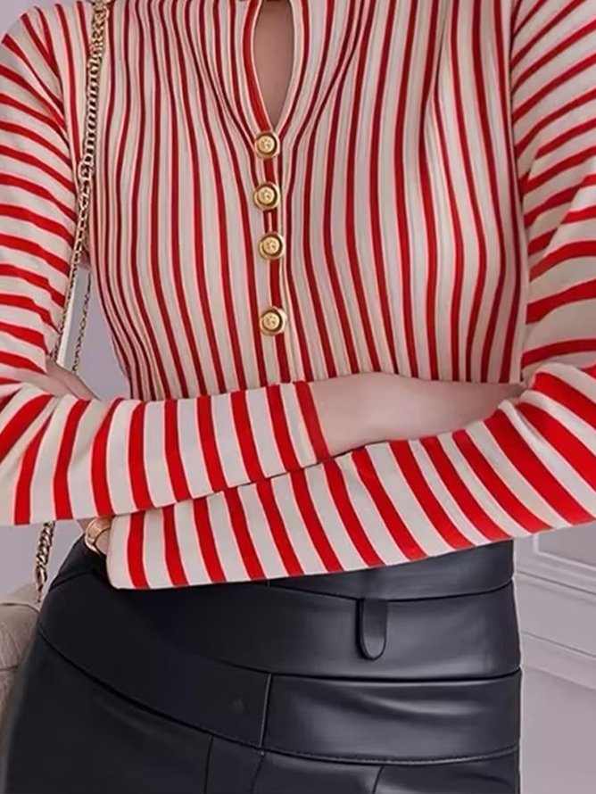 Long Sleeve Urban Striped Regular Sleeve Shirt