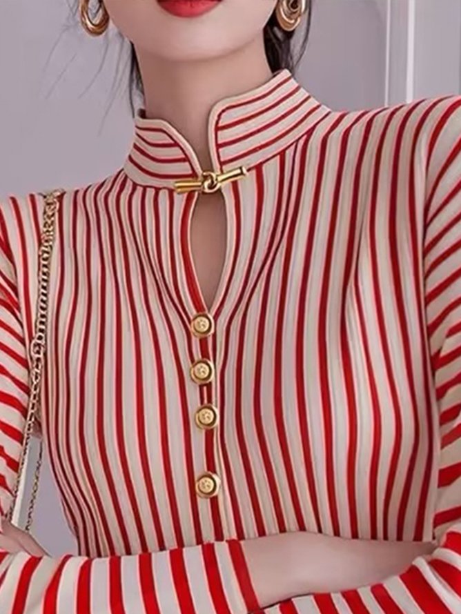 Long Sleeve Urban Striped Regular Sleeve Shirt