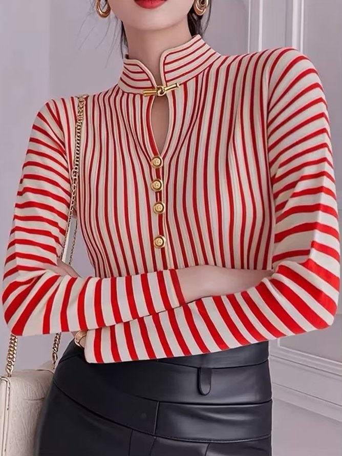 Long Sleeve Urban Striped Regular Sleeve Shirt