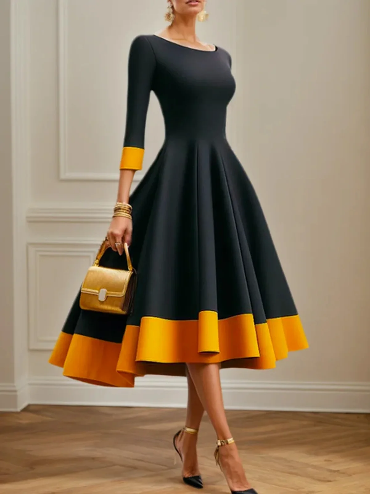 Elegant Crew Neck Regular Sleeve Party Dress