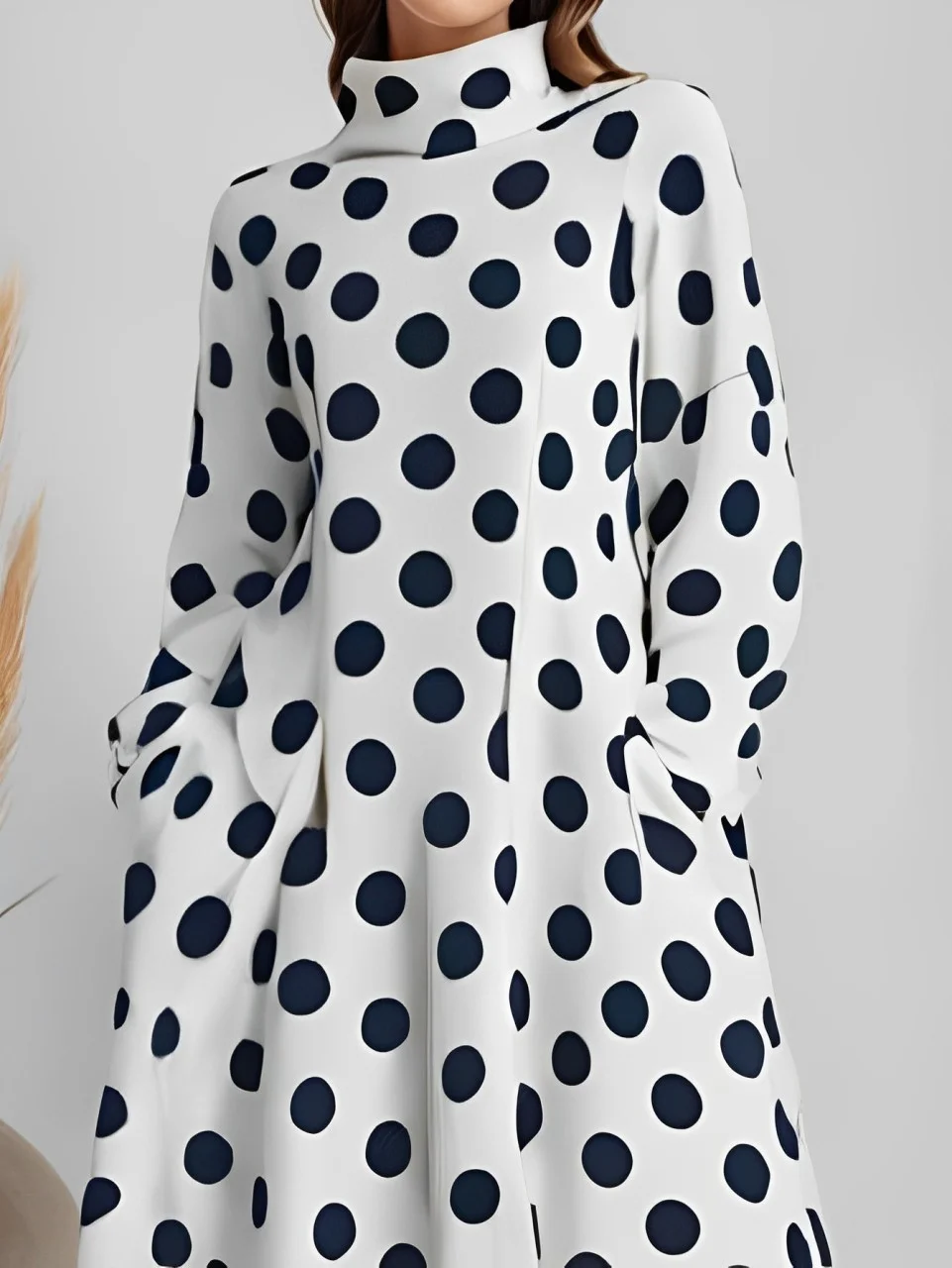 Polka Dots Casual Long Sleeves Loose  Dress