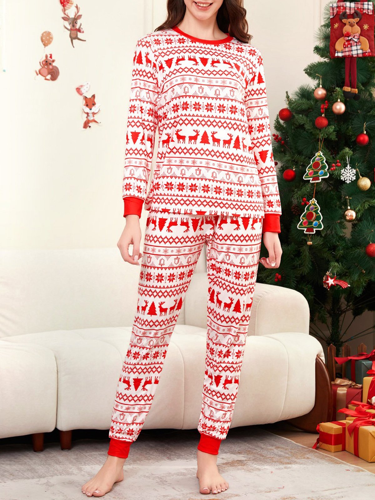 Family Christmas pajamas Matching Sets for Adults and Kids Holiday Xmas Sleepwear Set