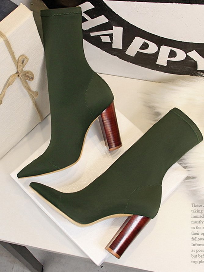 Lycra Chunky Heel Boots