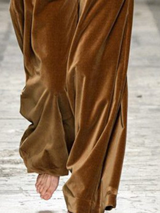 Loose Plain Casual Wide leg Pants