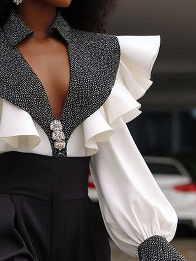 Elegant Peplum Balloon Sleeve Blouse