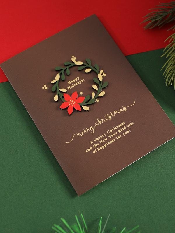 Christmas Embossing Greeting Cards With Envelopes Christmas Eve Gift Cards Holiday Blessings (1 Card With Envelope)