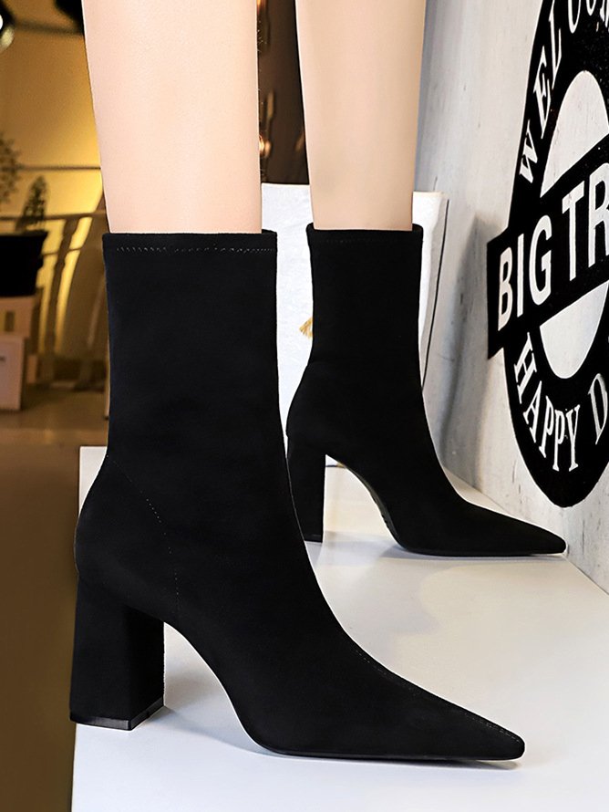 Chunky Heel Autumn Elastic Boots