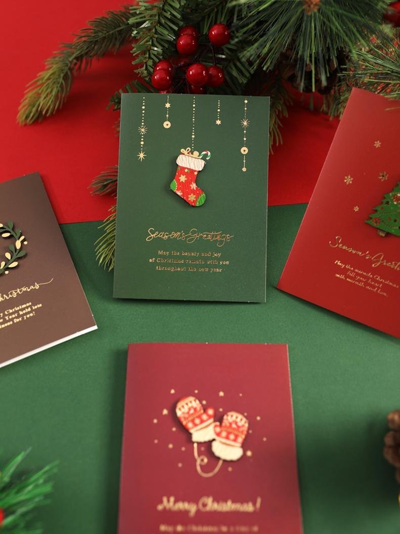 Christmas Embossing Greeting Cards With Envelopes Christmas Eve Gift Cards Holiday Blessings (1 Card With Envelope)