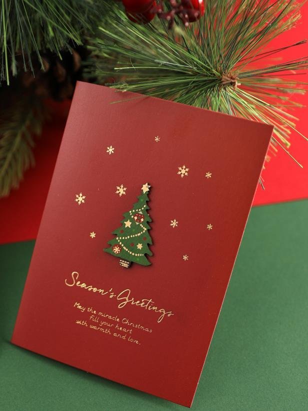 Christmas Embossing Greeting Cards With Envelopes Christmas Eve Gift Cards Holiday Blessings (1 Card With Envelope)