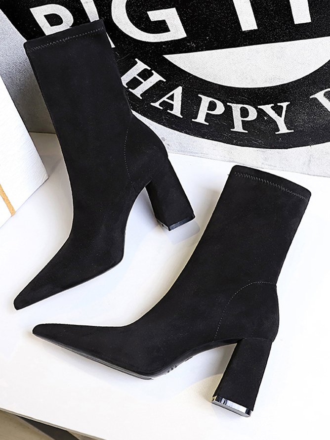 Chunky Heel Autumn Elastic Boots