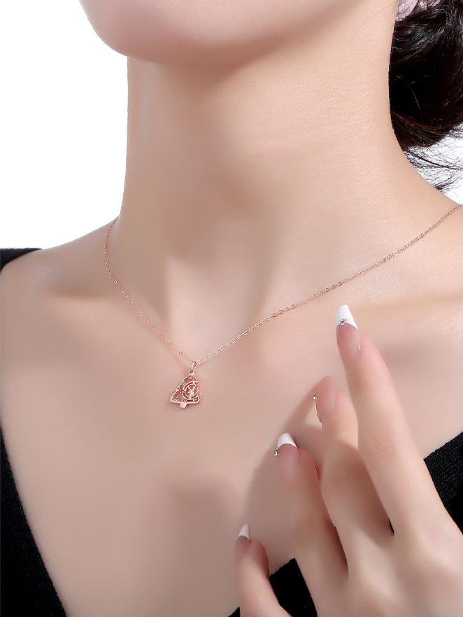 Christmas S925 Silver Zirconia Pendant Necklaces