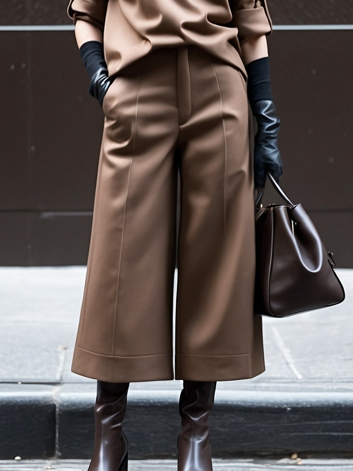 Micro-Elasticity Urban Loose Faux Leather Pants Ankle Pants