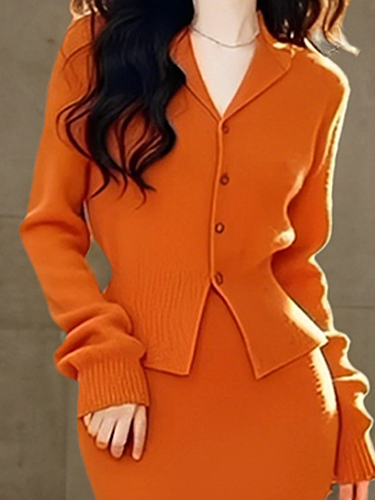 High Elasticity Elegant Regular Fit Long Sleeve Regular Sleeve Plain Sweater Cardigan