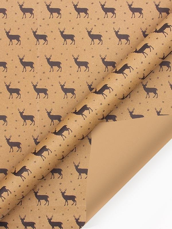 Christmas Kraft Wrapping Paper DIY Set - 6 Sheets with Santa Claus, Trees and More